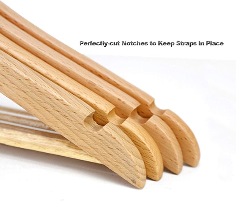 OOTORI Solid Wood Coat Hangers, Non-Slip Cloth Hangers with Notches & 360° Swivel Hook (16 Pack)… - Image 2