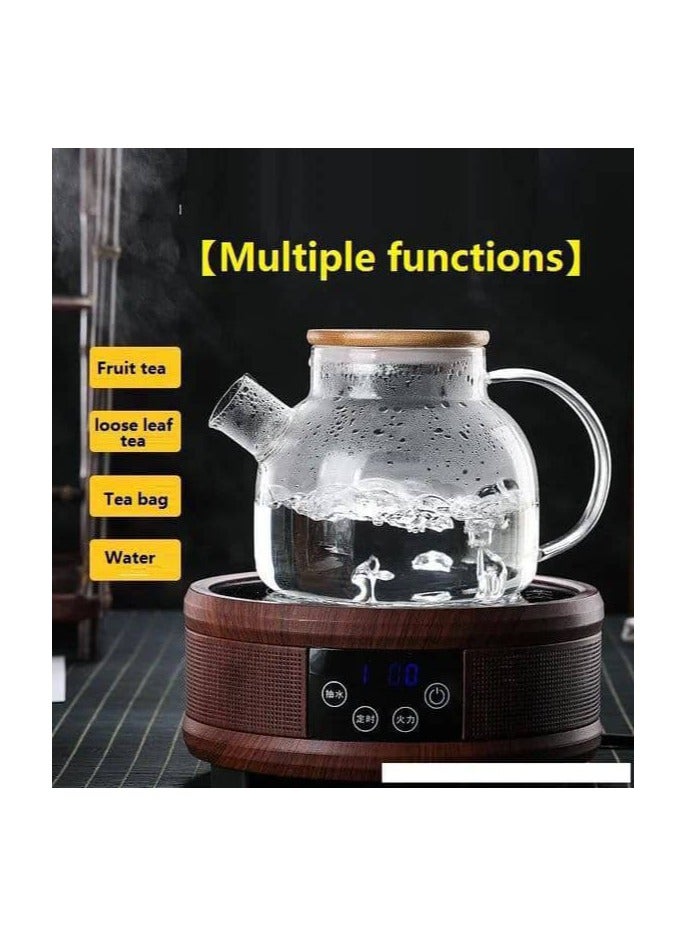 1 liter thermal glass jug with wooden lid - Image 2