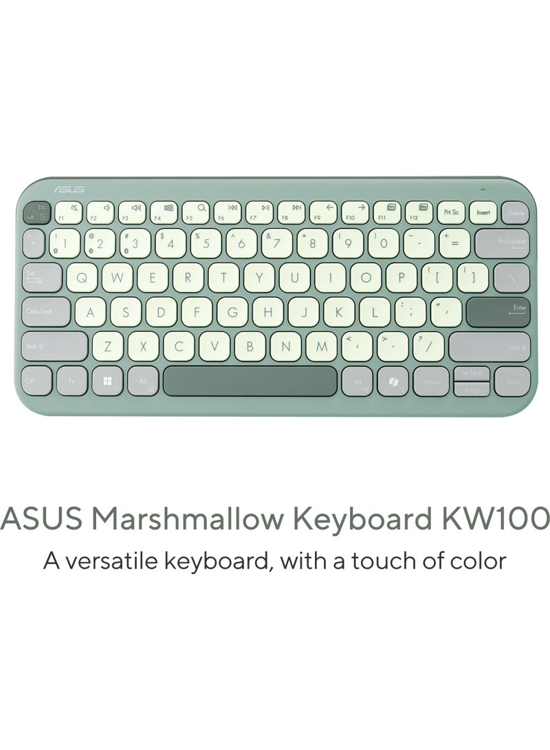 أسوس ROG KW100 Keyboard – Wireless Mechanical Keyboard / Green Axis Switches / RGB Lighting / 80% Layout (TKL) Cream & Green - Image 4