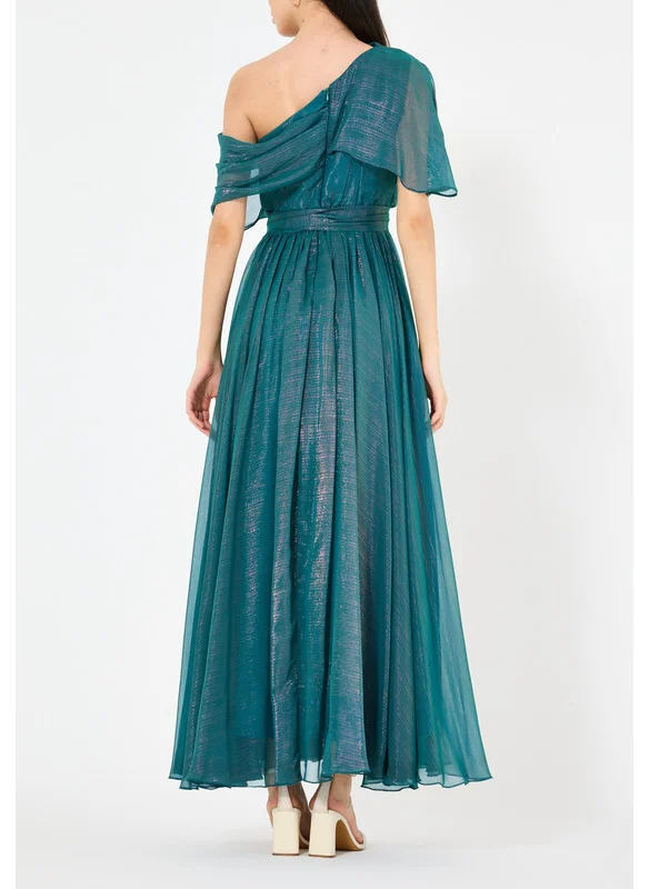 Amri Shining Chiffon Off Shoulder With Gathered Flowy Bottom