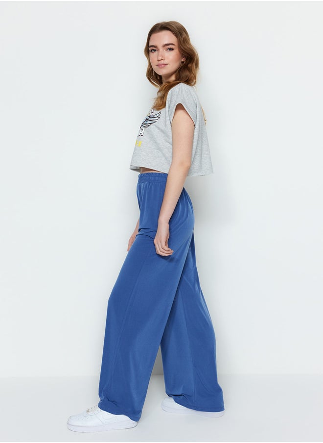 Indigo Wide Leg/Wide Leg High Waist Flexible Knitted Pants TWOSS23PL00129