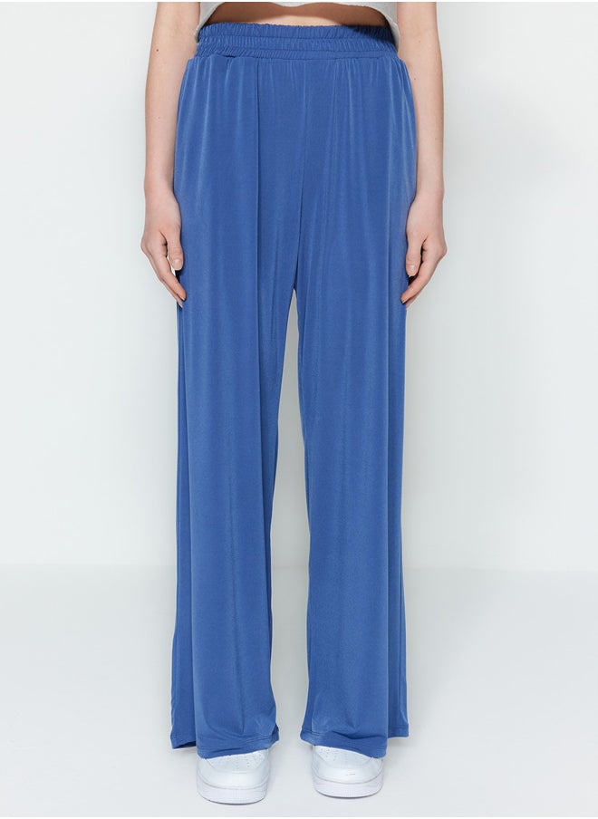 Indigo Wide Leg/Wide Leg High Waist Flexible Knitted Pants TWOSS23PL00129