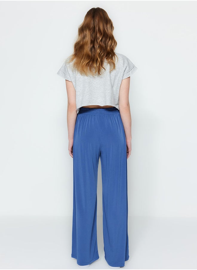 Indigo Wide Leg/Wide Leg High Waist Flexible Knitted Pants TWOSS23PL00129