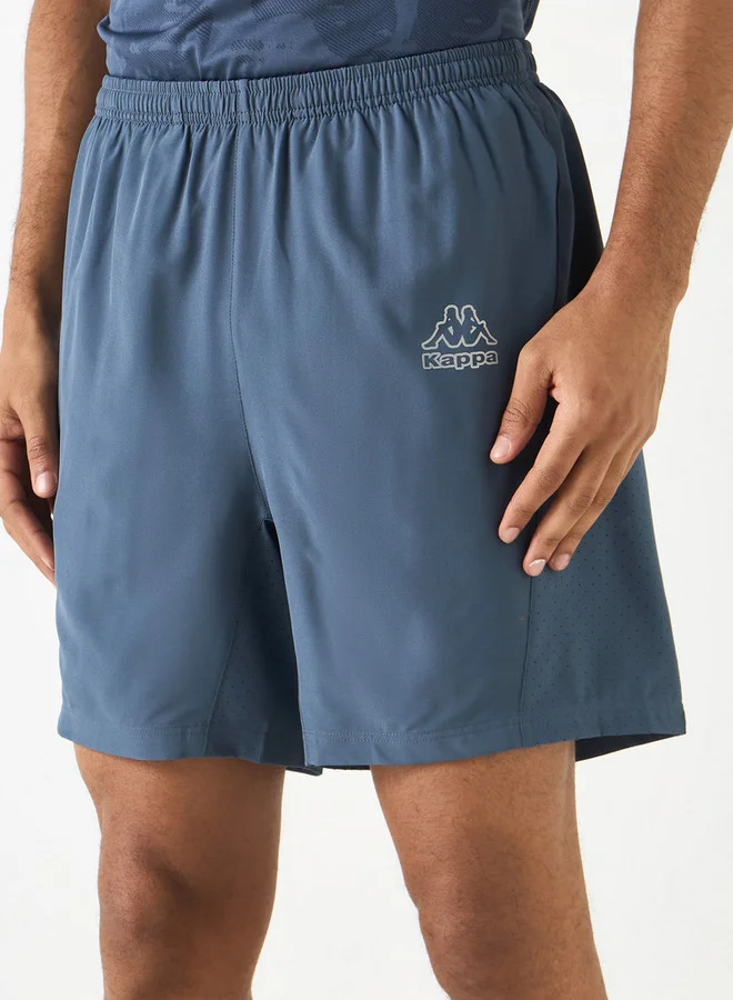 Kappa Logo Print Shorts with Elasticated Waistband and Pockets