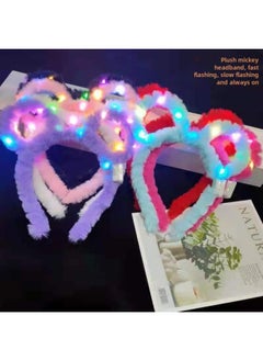 Luminous Rabbit Ears Headband Plush Mickey Headwear Luminous Headband Cat Ears Sweep Code Activity Small Gift-Color:No Glow Mickey White