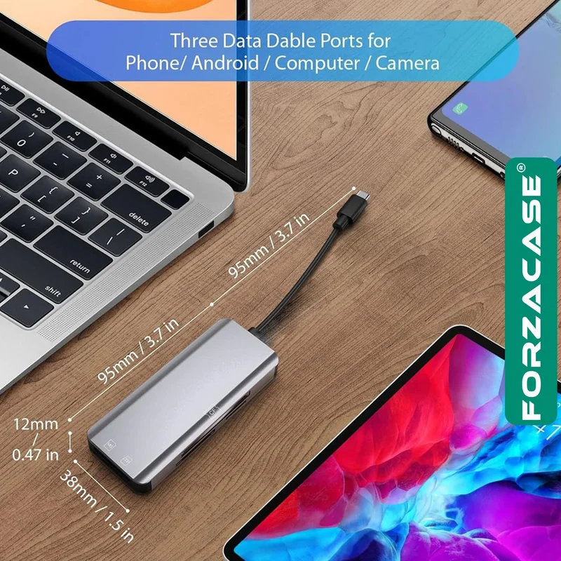 فورزاكاس 5in1 USB 3.1 Type-C OTG SD - TF - CF Card Reader Compatible with Mac iPhone 15 16 - FC834