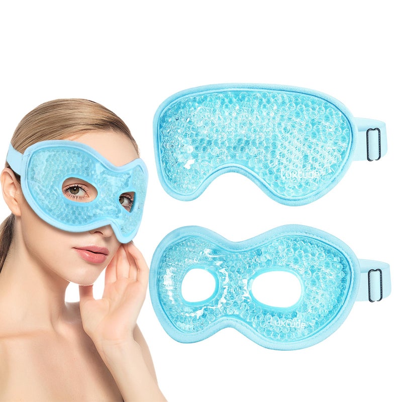 Luxtude Gel Eye Mask Cooling Eye Mask for Dry Eyes 2PCS, Heated Warm Eye Ice Pack Reusable Gel Sleep Mask, Frozen Cold Eye Compress for Puffiness/Dark Circles/Headaches/Allergies (Blue) - Image 1