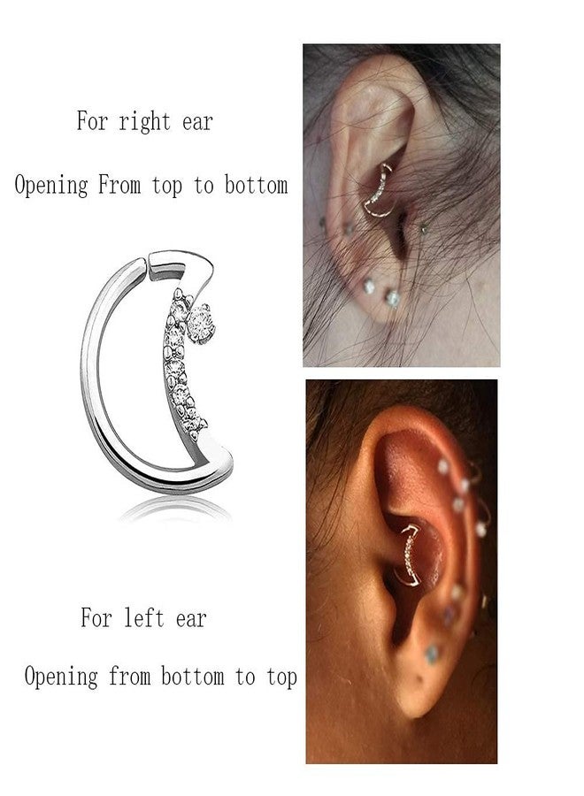 QWALIT 16g 20g Daith Earrings Surgical Steel Tragus Helix Cartilage Piercing Jewelry Heart CZ Small Hoop Earring Fake Nose Rings Hoop Septum Jewelry Silver Rose Gold - Image 5