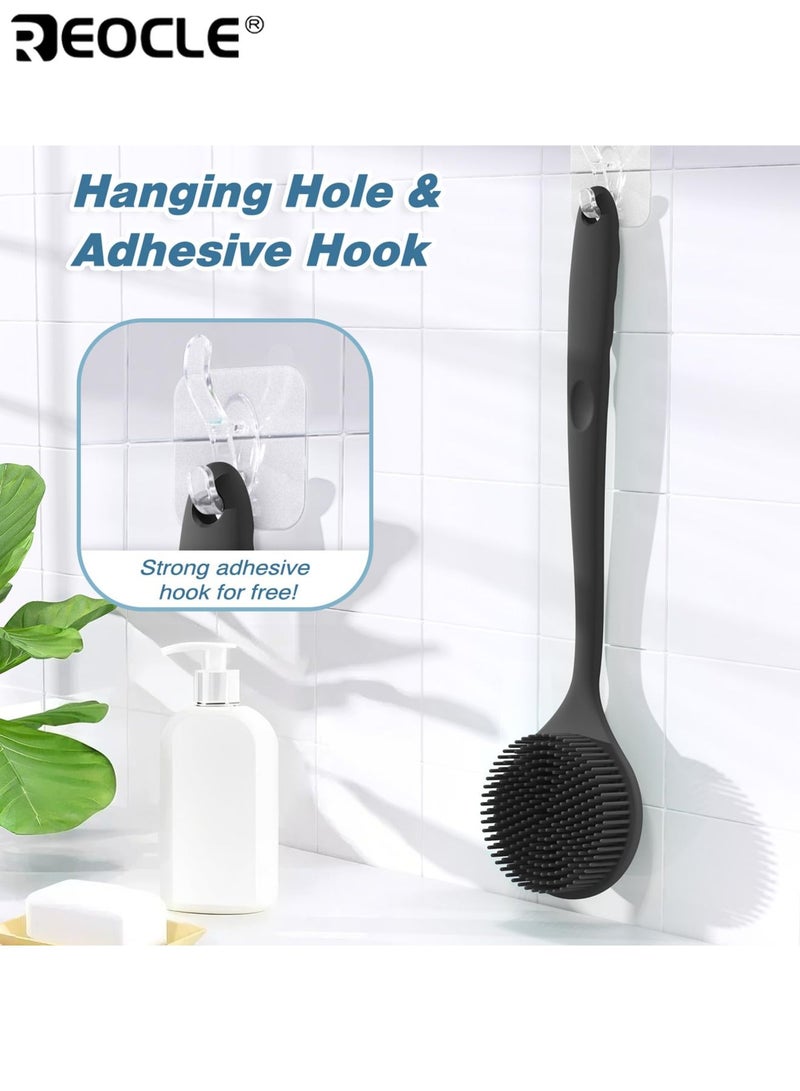 REOCLE Ergonomic Silicone Bath Brush with Soft Bristles and Long Handle Gentle Back Scrubber for Hard to Reach Areas Durable Shower Brush for Exfoliating and Cleansing Personal Care Tool for Men Women - Image 5