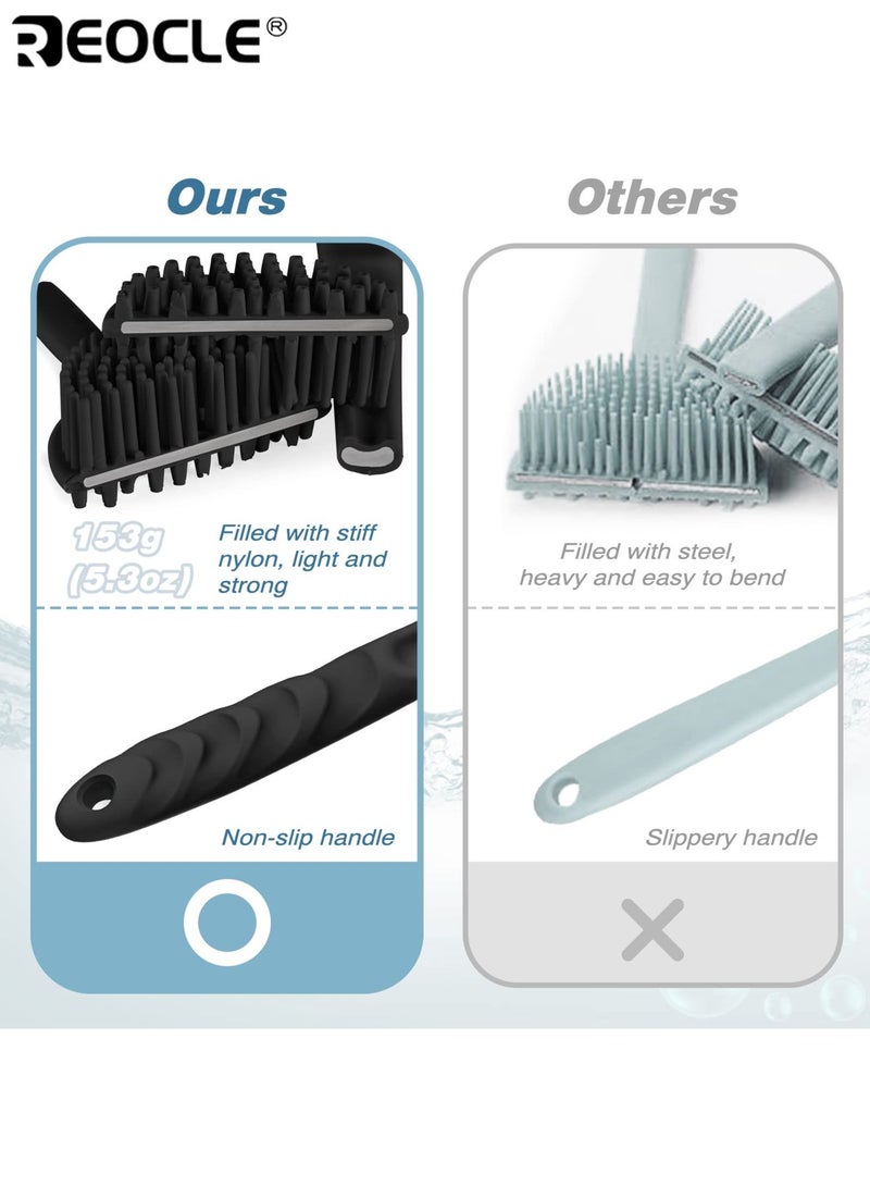 REOCLE Ergonomic Silicone Bath Brush with Soft Bristles and Long Handle Gentle Back Scrubber for Hard to Reach Areas Durable Shower Brush for Exfoliating and Cleansing Personal Care Tool for Men Women - Image 4