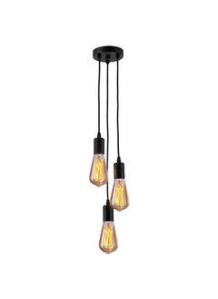 MQFORU MQ Industrial Pendant Light, Hanging Lamp Vintage Pendent Lights Hanging 3 Lights Cord Cable E26 E27 Socket for Restaurant Kitchen Island Living Room Bathroom (Black)  - Image 1