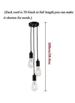MQFORU MQ Industrial Pendant Light, Hanging Lamp Vintage Pendent Lights Hanging 3 Lights Cord Cable E26 E27 Socket for Restaurant Kitchen Island Living Room Bathroom (Black)  - Image 3