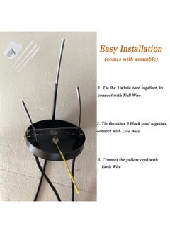 MQFORU MQ Industrial Pendant Light, Hanging Lamp Vintage Pendent Lights Hanging 3 Lights Cord Cable E26 E27 Socket for Restaurant Kitchen Island Living Room Bathroom (Black)  - Image 5