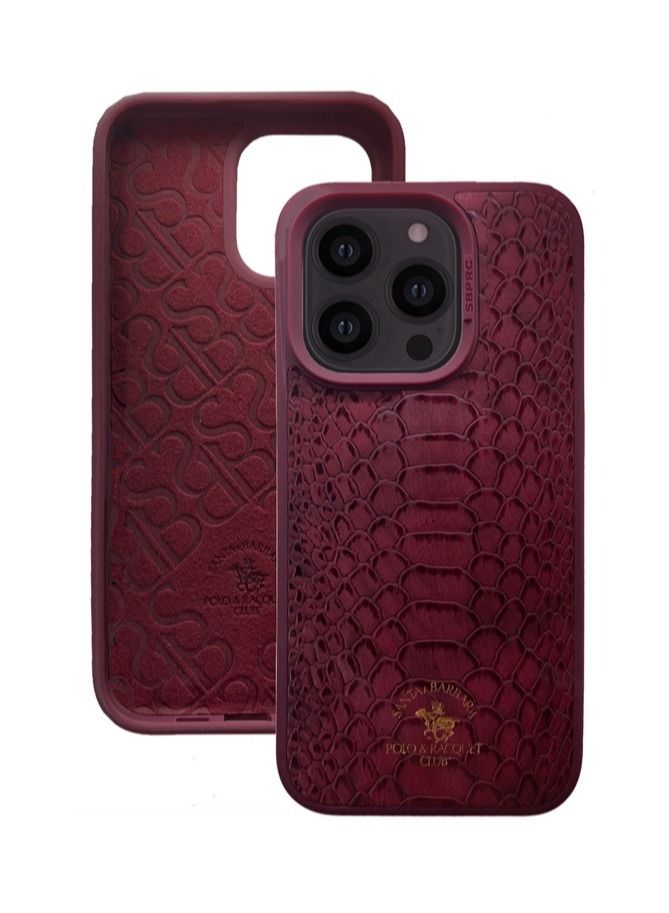SANTA BARBARA POLO & RACQUET CLUB Knight Series Classic Business Design for Genuine Leather Phone Back Case Cover for Apple iPhone, Case for iPhone 15 Pro Max - Red  - Image 1
