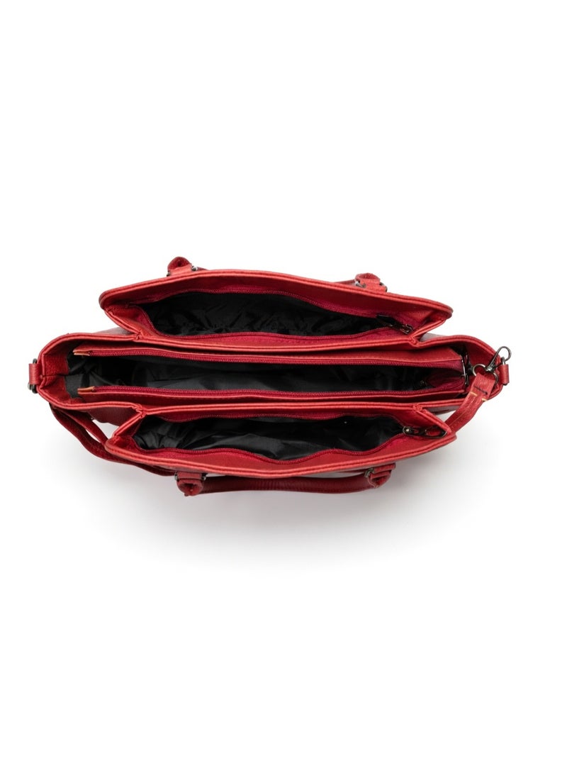 Elegant Quilted Tote Bag & Spacious & Versatile Everyday Shoulder Bag for Women-Red - Image 3