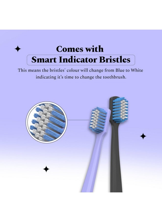 بيرفورا فرشاة أسنان دريم وايت للأطفال والكبار | مع شعيرات مؤشر ذكية | شعيرات فائقة النعومة للأسنان الحساسة | مجموعة فرشاة أسنان مكونة من قطعتين | لون اللافندر لوف آند أو جي بلاك - Image 3