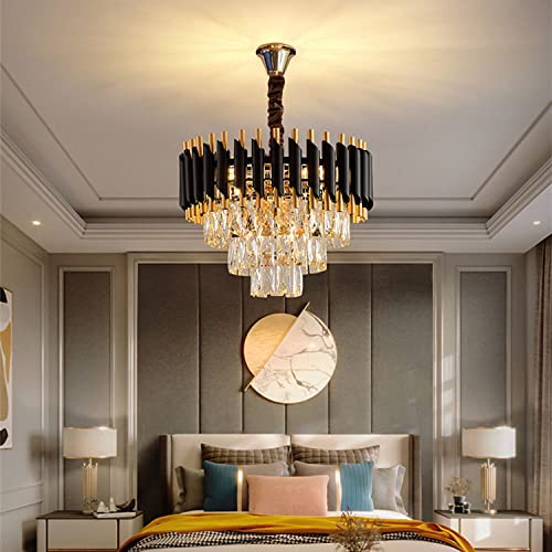 Harold Electricals Stainless Steel Black Mamba Round K9 Crystal Chandelier | Alexa Enabled Modern Chandelier Light Fixture for Hallway, Living Room, Hotel & Entryways - Warm White, 16 Inch (400mm) - Image 3