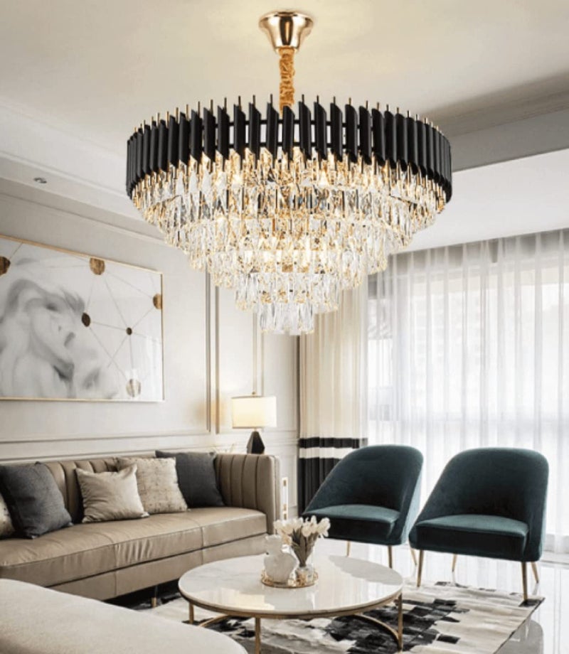 Harold Electricals Stainless Steel Black Mamba Round K9 Crystal Chandelier | Alexa Enabled Modern Chandelier Light Fixture for Hallway, Living Room, Hotel & Entryways - Warm White, 16 Inch (400mm) - Image 4