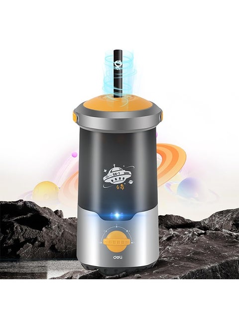deli Electric Pencil Sharpener, Fully Automatic Spaceship Styling Pencil Sharpener, Auto in & Out, Rechargeable Hands-Free Pencil Sharpener for 6.9-10.8mm, Home, Classroom, Battery Operate, Black