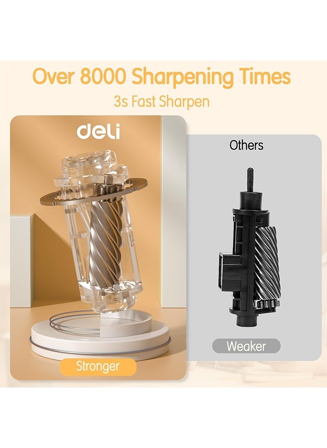 deli Electric Pencil Sharpener, Fully Automatic Spaceship Styling Pencil Sharpener, Auto in & Out, Rechargeable Hands-Free Pencil Sharpener for 6.9-10.8mm, Home, Classroom, Battery Operate, Black