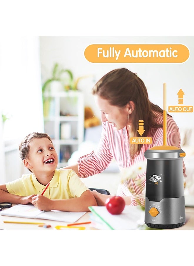 deli Electric Pencil Sharpener, Fully Automatic Spaceship Styling Pencil Sharpener, Auto in & Out, Rechargeable Hands-Free Pencil Sharpener for 6.9-10.8mm, Home, Classroom, Battery Operate, Black
