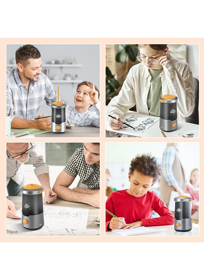 deli Electric Pencil Sharpener, Fully Automatic Spaceship Styling Pencil Sharpener, Auto in & Out, Rechargeable Hands-Free Pencil Sharpener for 6.9-10.8mm, Home, Classroom, Battery Operate, Black