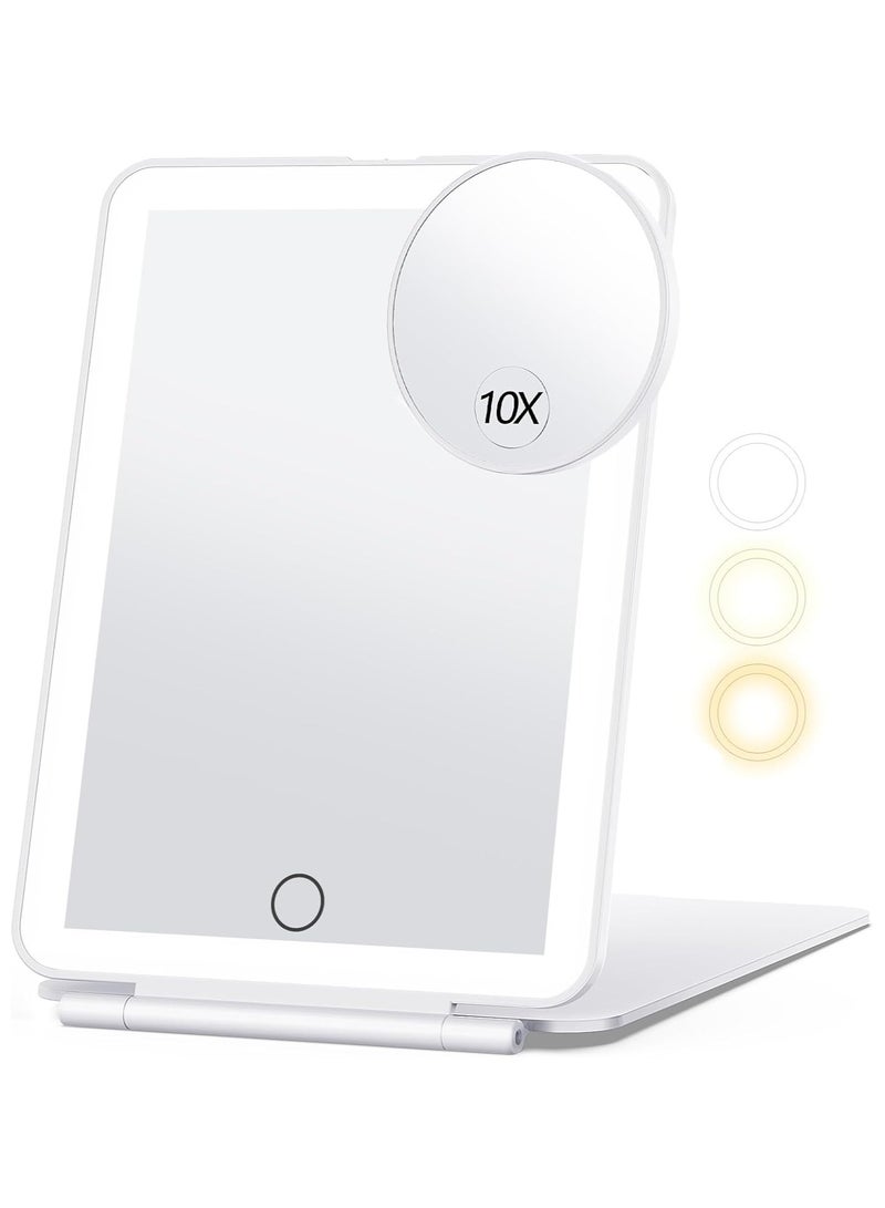 VIUAUAX Rechargeable Travel Makeup Mirror with 10X Magnifying Mirro，Dimmable Touch Screen,Compact Light Up MirrorTravel Essential - Image 1