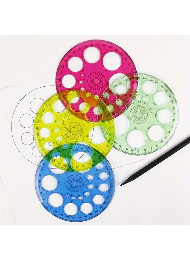 Color Random Transparent Circle Template Ruler 360 Degrees Round Stationery Accurate Measuring Tool for Office School Drafting - Image 4
