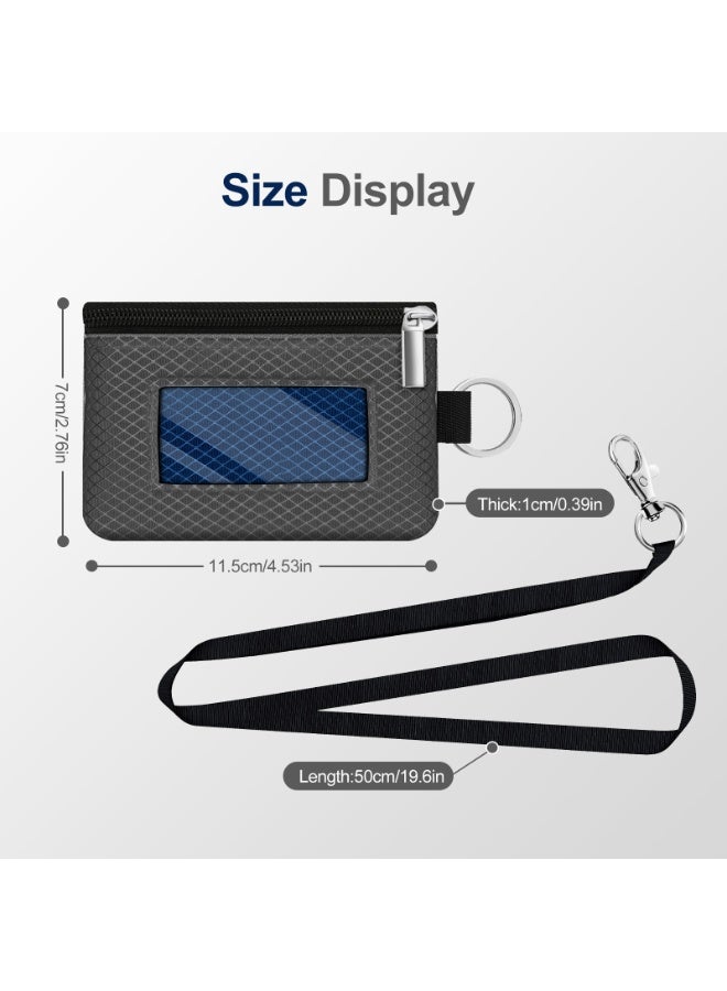Minimalist RFID Blocking Small Wallet with ID Window,WaterResistant Zip Id Case Wallet with Lanyard Keychain for Cards,Cash,Travel,Women,Men - Image 5
