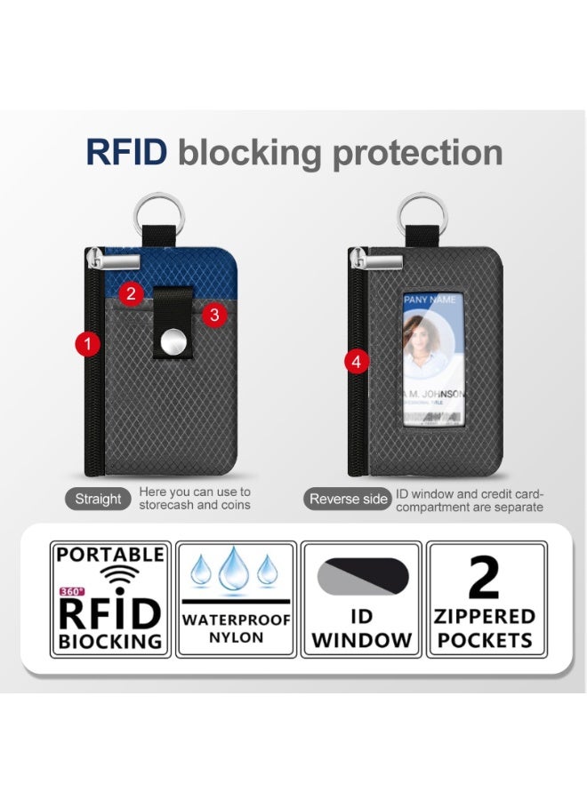 Minimalist RFID Blocking Small Wallet with ID Window,WaterResistant Zip Id Case Wallet with Lanyard Keychain for Cards,Cash,Travel,Women,Men - Image 2