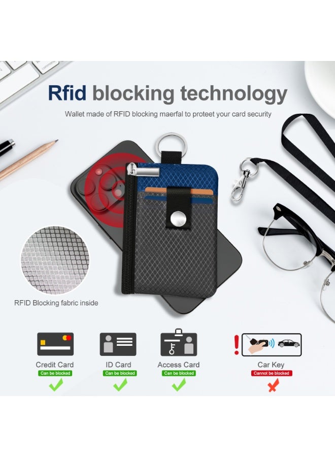Minimalist RFID Blocking Small Wallet with ID Window,WaterResistant Zip Id Case Wallet with Lanyard Keychain for Cards,Cash,Travel,Women,Men - Image 4