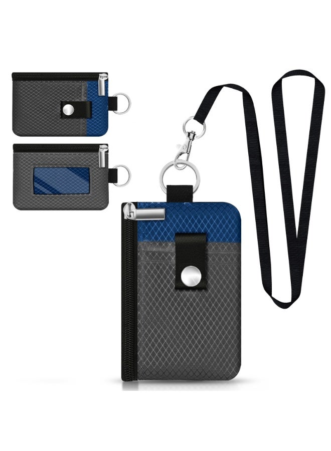 Minimalist RFID Blocking Small Wallet with ID Window,WaterResistant Zip Id Case Wallet with Lanyard Keychain for Cards,Cash,Travel,Women,Men - Image 1