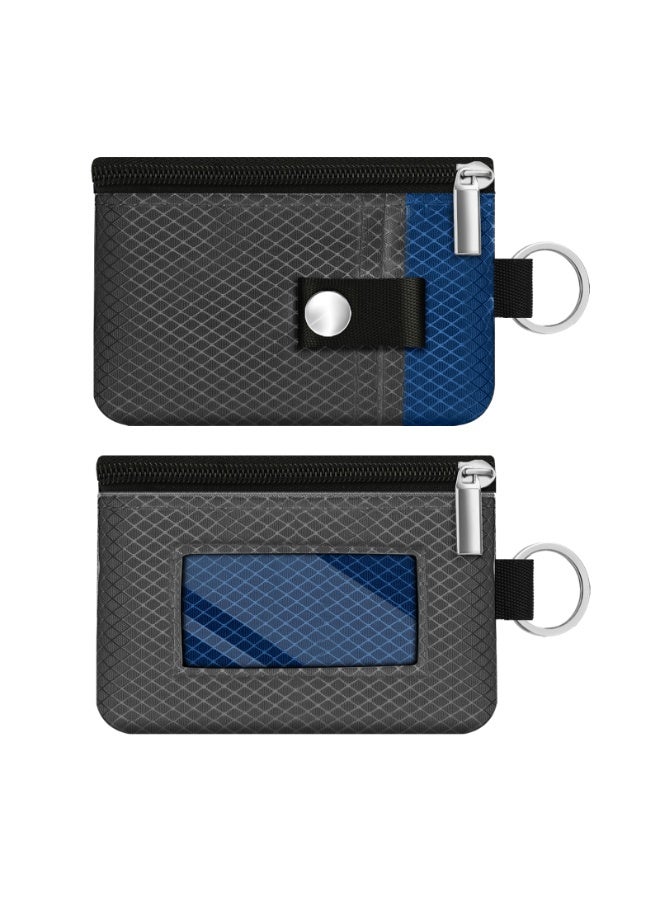 Minimalist RFID Blocking Small Wallet with ID Window,WaterResistant Zip Id Case Wallet with Lanyard Keychain for Cards,Cash,Travel,Women,Men - Image 3