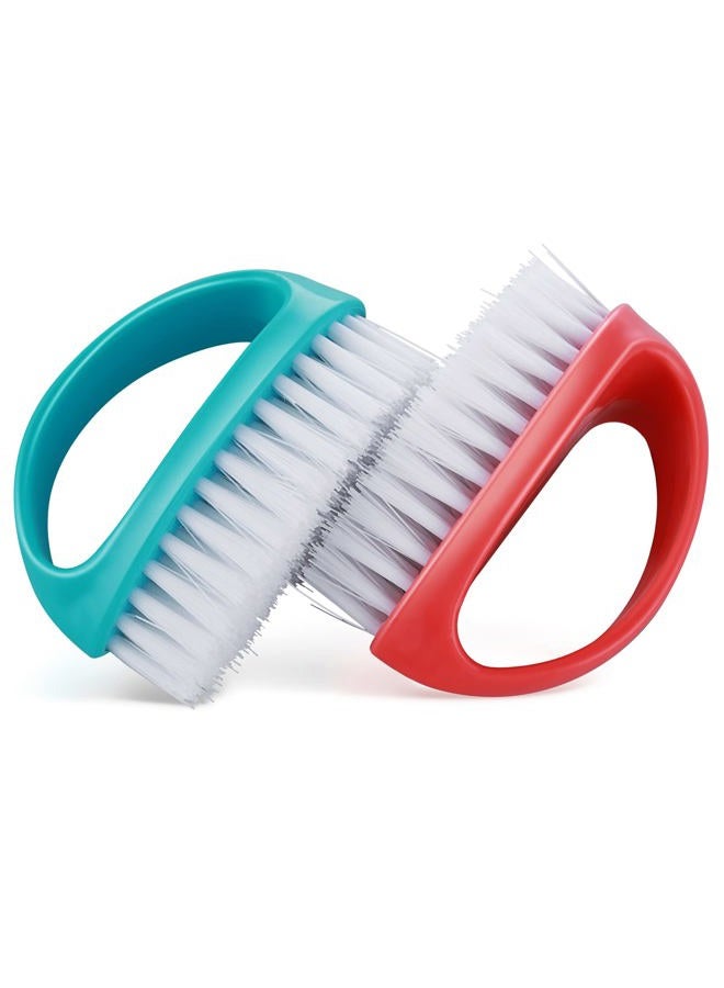 Cobee 2 Pack Hand Nail Brush for Cleaning Fingernails Durable Stiff Bristles Nail Scrub Brush Cleaner with Handle Heavy Duty Deep Nail Cleaning Scrubber for Fingernails Toes Men Mechanics(Red, Blue) - Image 1