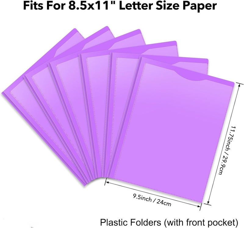 BAOFALI Heavy Duty Plastic Pocket Folder with Prongs,6 Pack File Folder with Clear Front Pocket,2 Pockets and 3 Prongs,As Well As 2 Card Slots,Pocket Folders for Letter Size PaperSchoolwork & Officer - Image 3