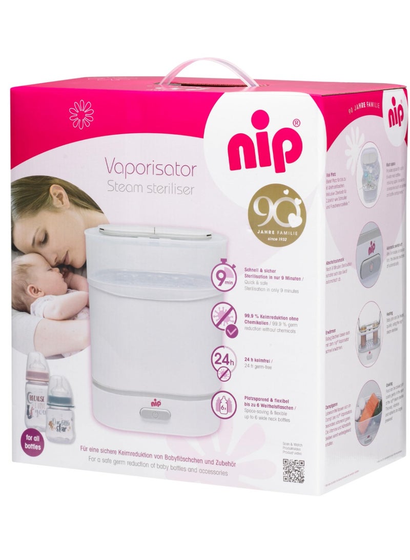 nip 3 in 1 Sterilizer Easy to Use Steam Sterilizer for Food and Bottle Sterilizer Made in Germany White - Image 2