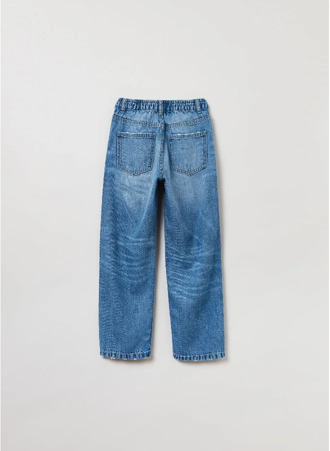 او في اس OVS Five-Pocket Mum-Fit Jeans With Abrasions