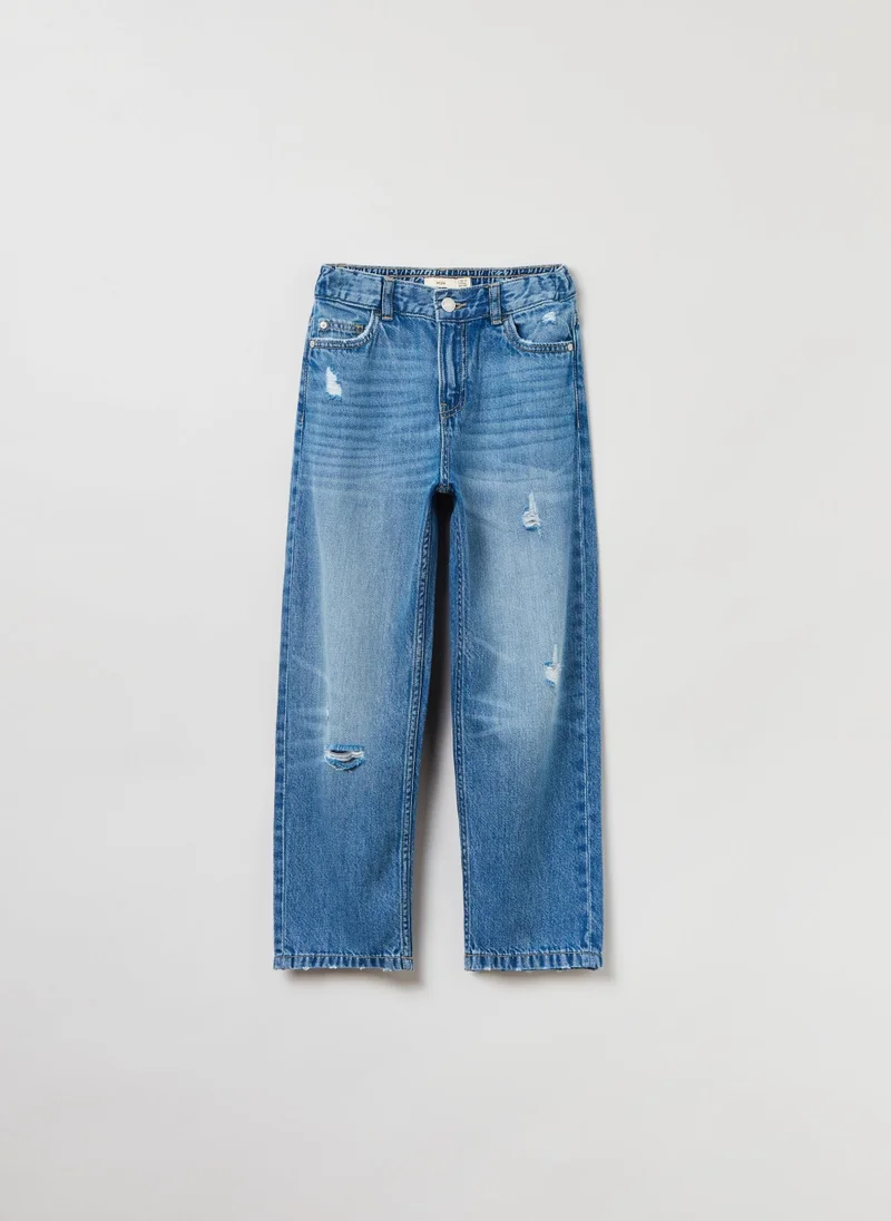 Ovs OVS Five-Pocket Mum-Fit Jeans With Abrasions