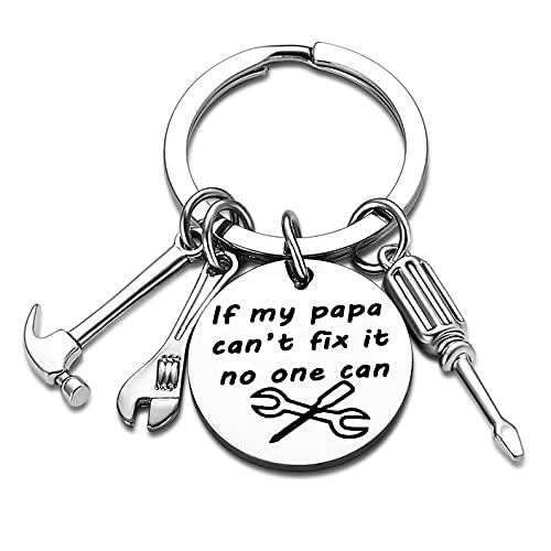 Nimteve Dad Keychain Funny Dad Gifts From Son Daughter Christmas Gift Keyring Father's Day Gift For Dad Gift Papa Daddy (If my papa can't fix it, no one can) - Image 1