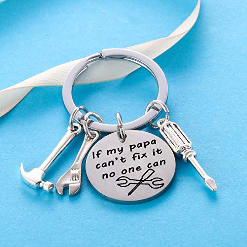 Nimteve Dad Keychain Funny Dad Gifts From Son Daughter Christmas Gift Keyring Father's Day Gift For Dad Gift Papa Daddy (If my papa can't fix it, no one can) - Image 2