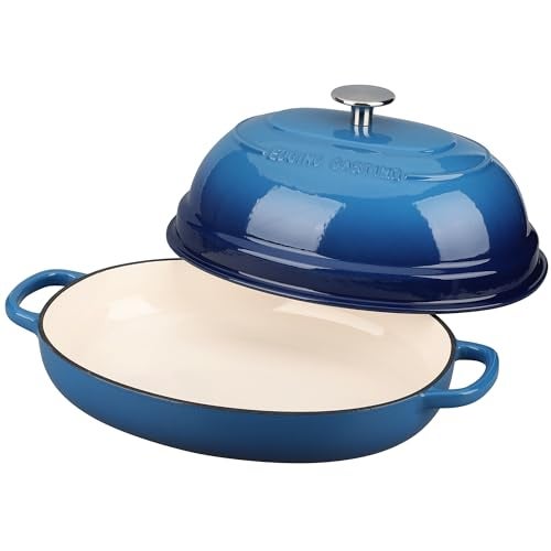 EDGING CASTING Enameled Oval Cast Iron Dutch Oven Pot with Lid, Bread Dutch Oven for Sourdough Bread Baking, Dutch Oven Bread, Bread Oven, 6QT, Lake Blue - Image 4