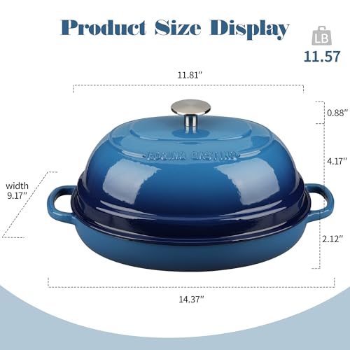 EDGING CASTING Enameled Oval Cast Iron Dutch Oven Pot with Lid, Bread Dutch Oven for Sourdough Bread Baking, Dutch Oven Bread, Bread Oven, 6QT, Lake Blue - Image 2