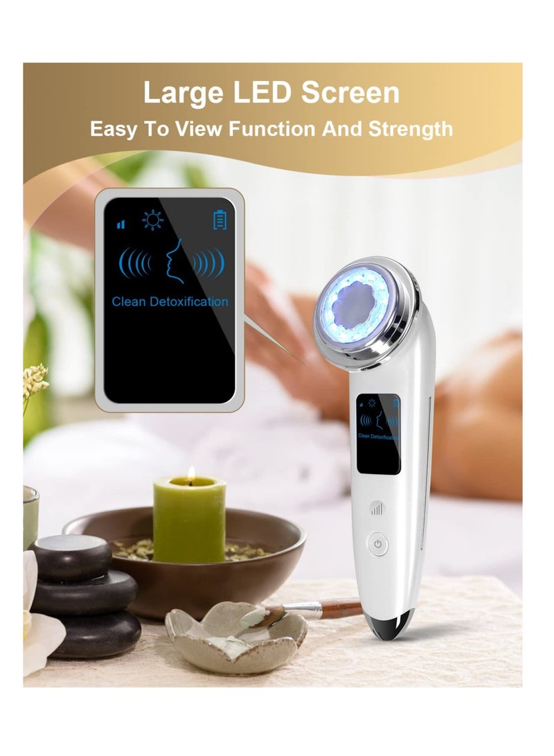 Excefore Face Massager, 4 in 1 Beauty Device, Multifunctional Facial Skin Care Tool, Anti Aging Skin Tightening Firming Skin Care Tools, for Deep Clean, Nourishment, Firming, Eye Skin (White) - Image 3