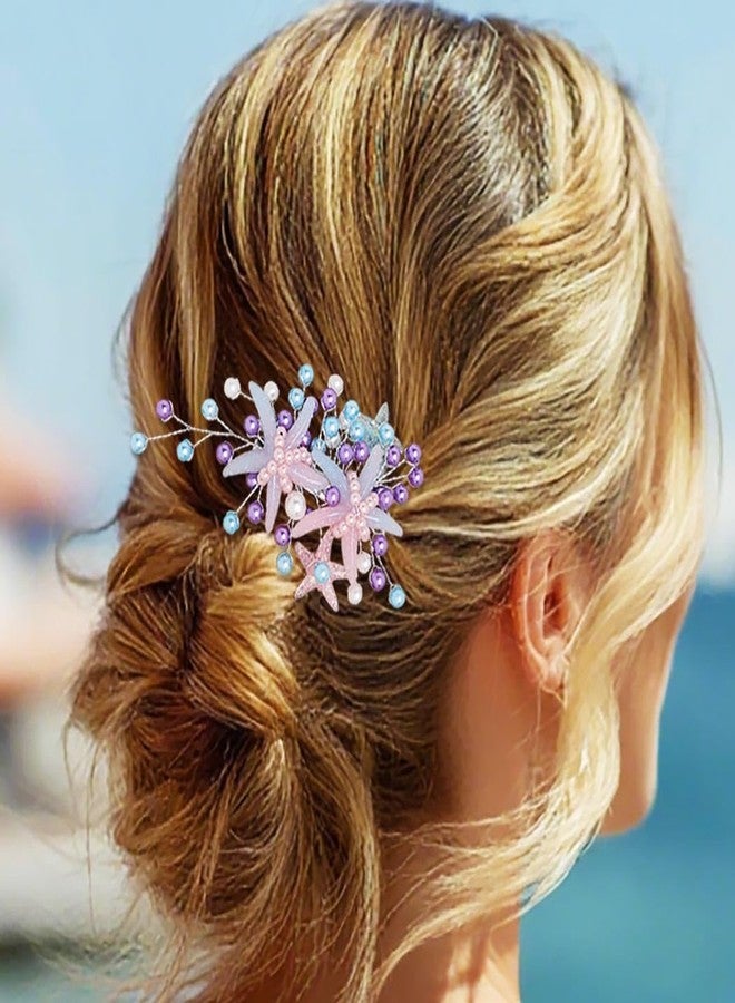 Campsis Starfish Wedding Hair Clips, Pearl Bride Hair Piece, Bridesmaid Barrette Hair Accessories for Women - Image 2