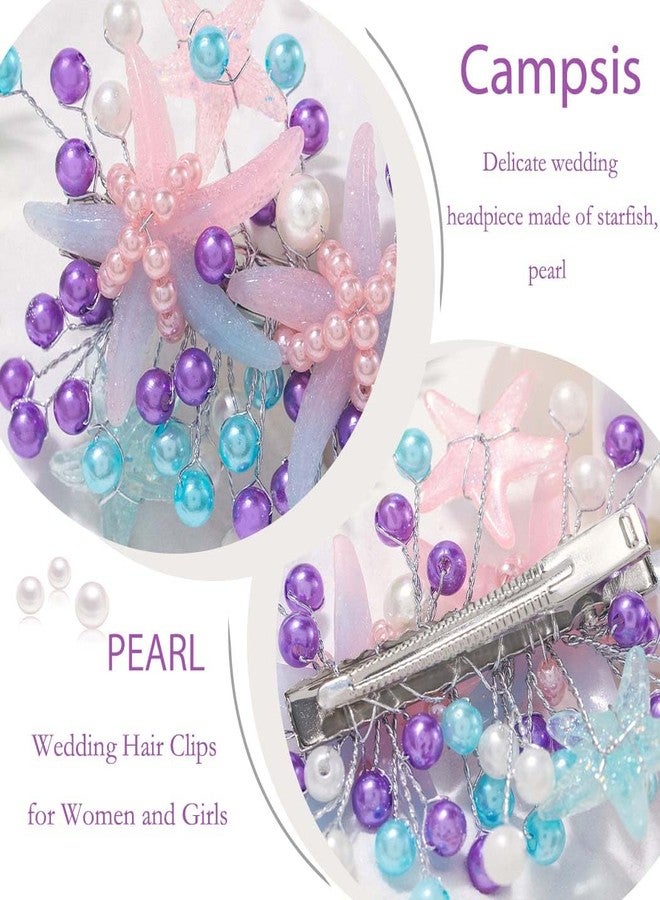 Campsis Starfish Wedding Hair Clips, Pearl Bride Hair Piece, Bridesmaid Barrette Hair Accessories for Women - Image 5