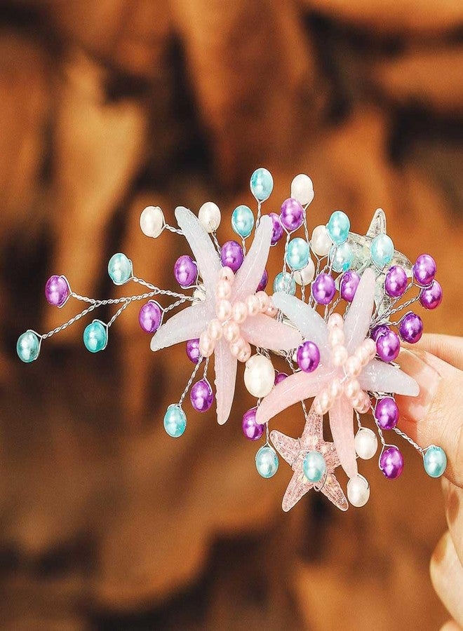 Campsis Starfish Wedding Hair Clips, Pearl Bride Hair Piece, Bridesmaid Barrette Hair Accessories for Women - Image 1