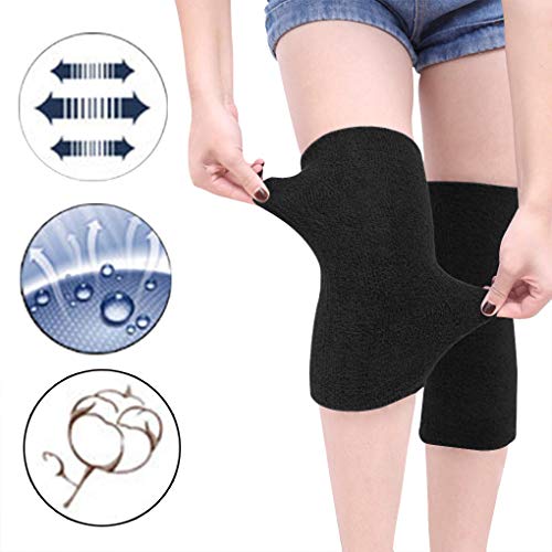 Holiberty Winter Cotton Non-Slip Soft Thermal Knee Pad Breathable Warm Leg Sleeves Kneelet Support Elastic Knee Brace Leg for Men Women Cycling Ski Running Dancing Gym Yoga Fitness Arthritis Tendonitis,1 Pair - Image 2