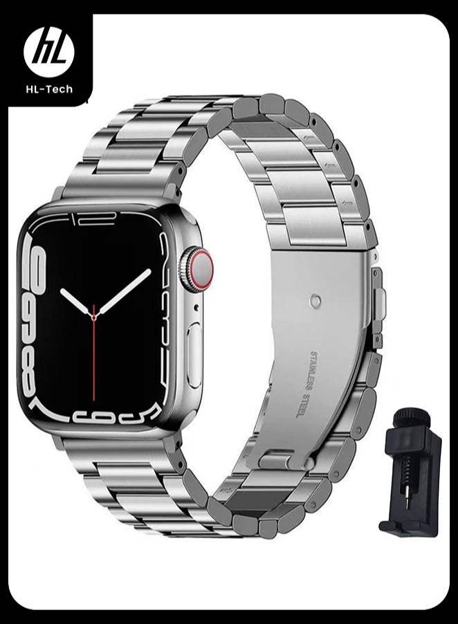 HL-Tech Compatible Apple Watch Straps 42mm 44mm 45mm 46mm 49mm, Stainless Steel iWatch Band with Case for Apple Watch Series 11/10/9/8/7/6/5/4/3/2/1/SE/SE2/Ultra - Image 1