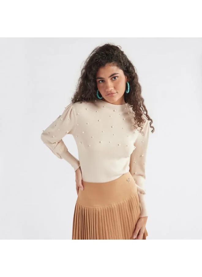 FAV Pearl Embellished Sweater with Long Sleeves