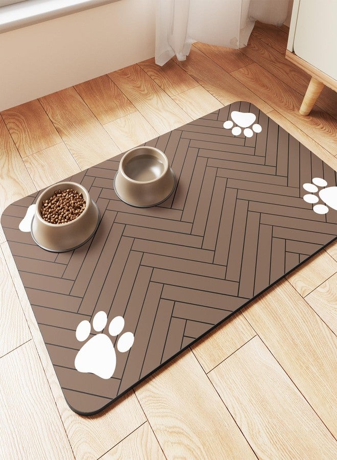DK177 Pet Feeding Mat-Absorbent Pet Placemat for Food and Water Bowl, with Waterproof Rubber Backing, Quick Dry Water Dispenser Mat for Dog and Cat (24"x16", Coffee) - Image 1